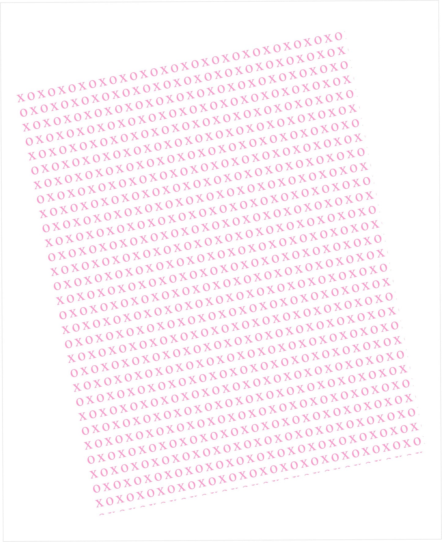 XOXOXO pattern cardstock in pink on white background