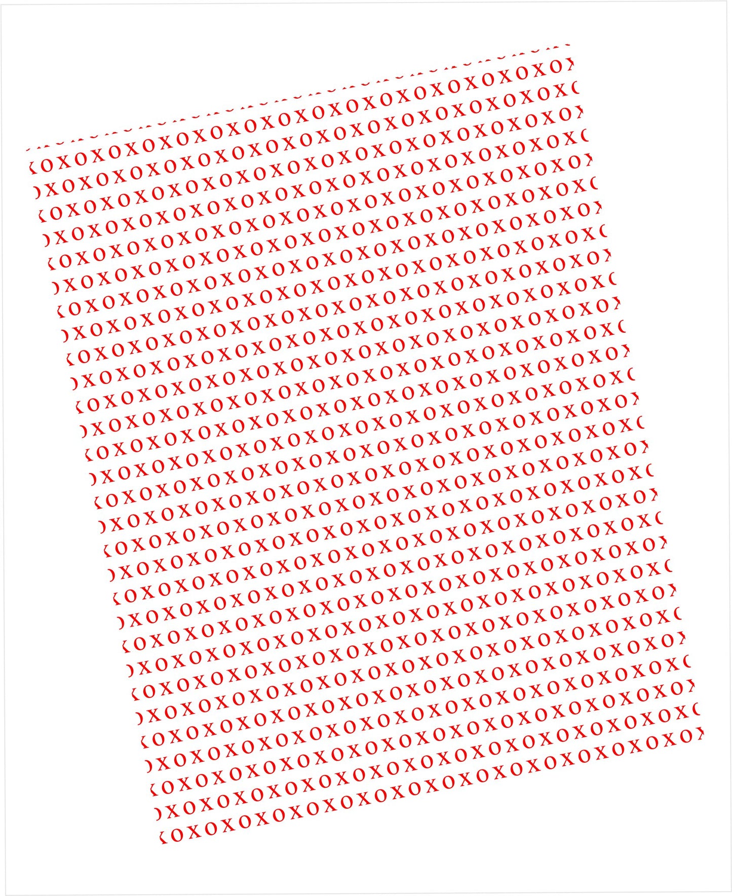 XOXOXO pattern cardstock in red on white background
