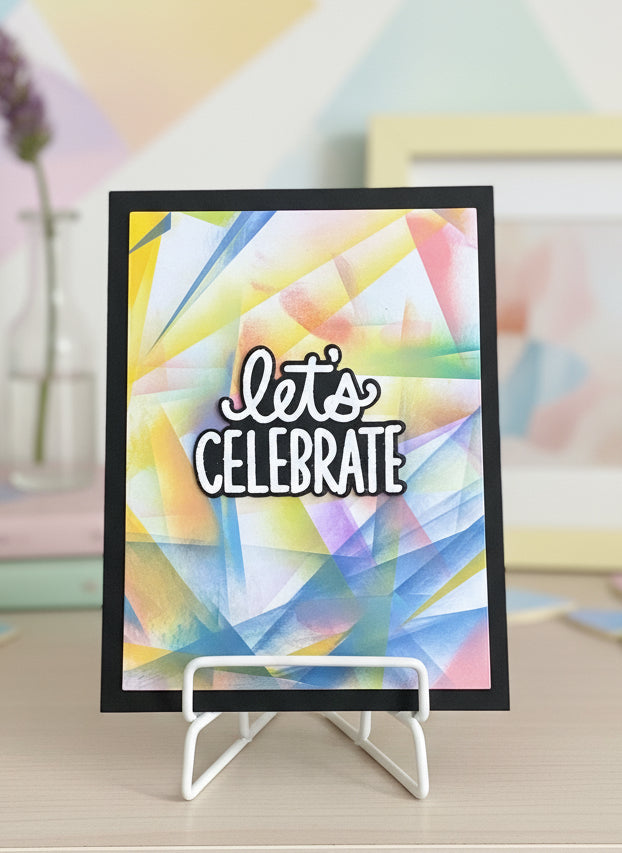 Handmade Birthday Card | "Let's Celebrate" With An Abstract Background Design