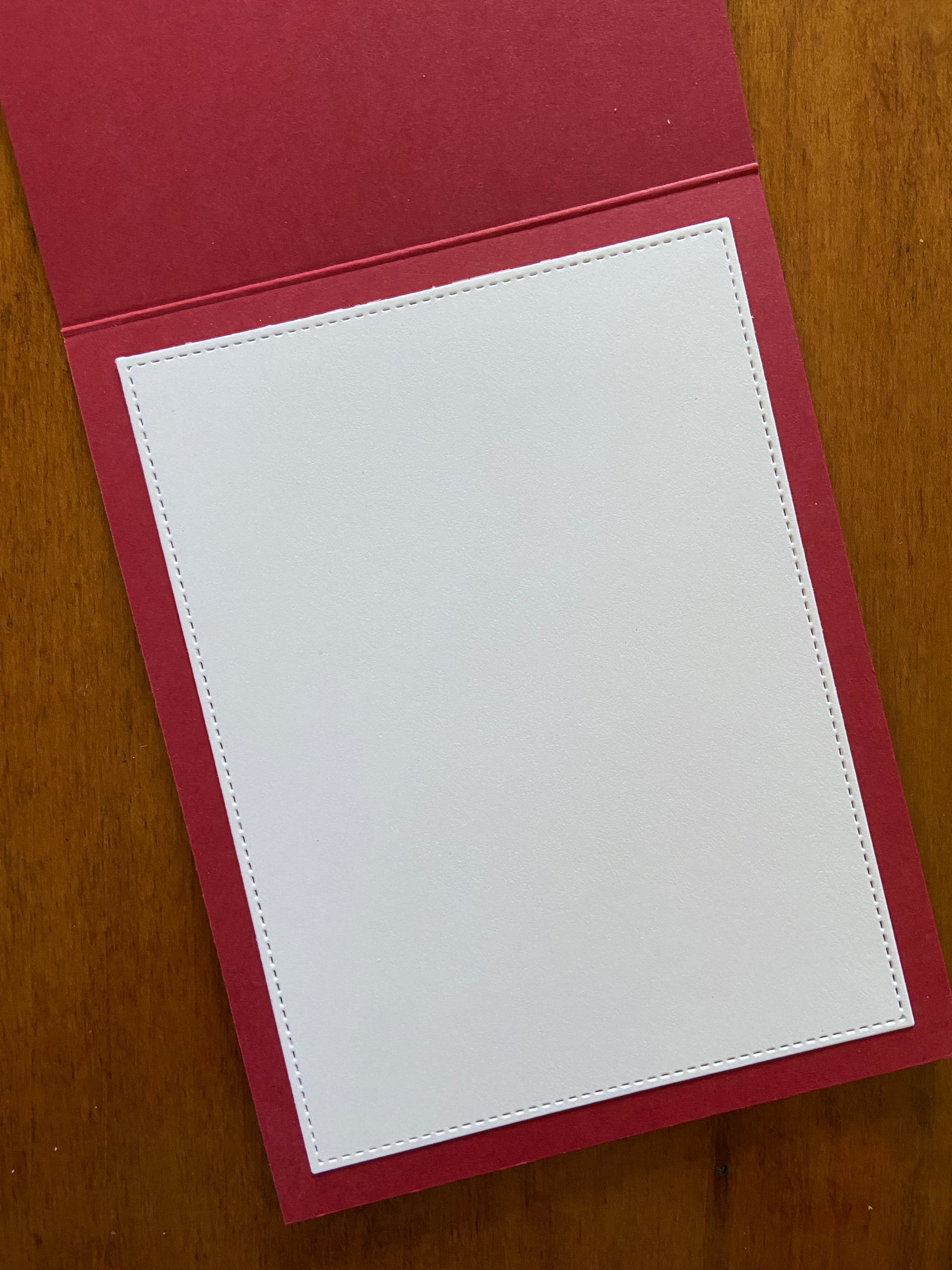 View of the inside of the card showing a white panel to write your message