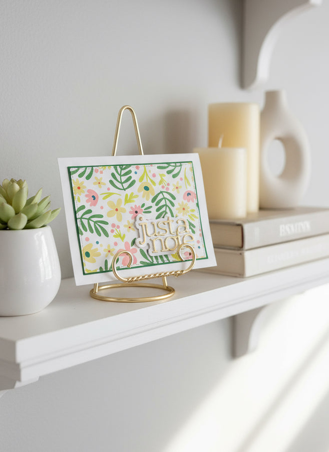 Just a Note - Handcrafted Card with Stencilled Floral Design