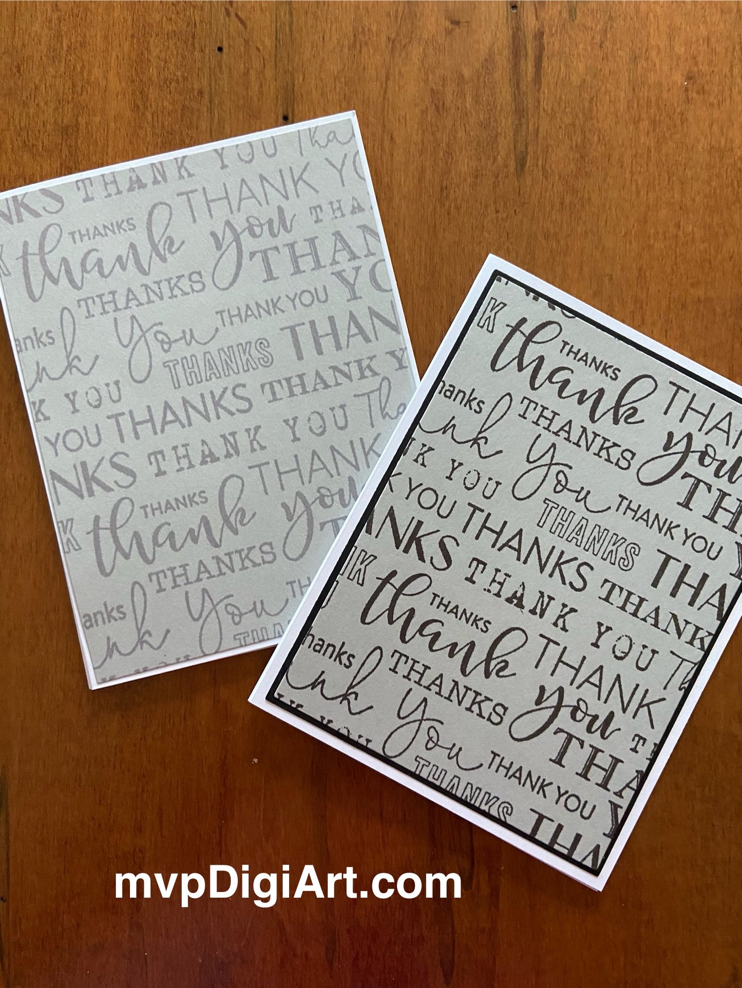 Handmade Elegant Thank You Cards | Neutral Grey Tones | 2 Card Pack