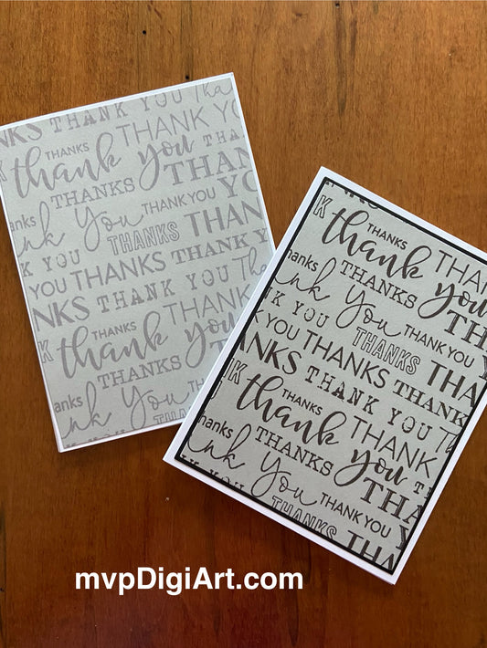 Handmade Elegant Thank You Cards | Neutral Grey Tones | 2 Card Pack