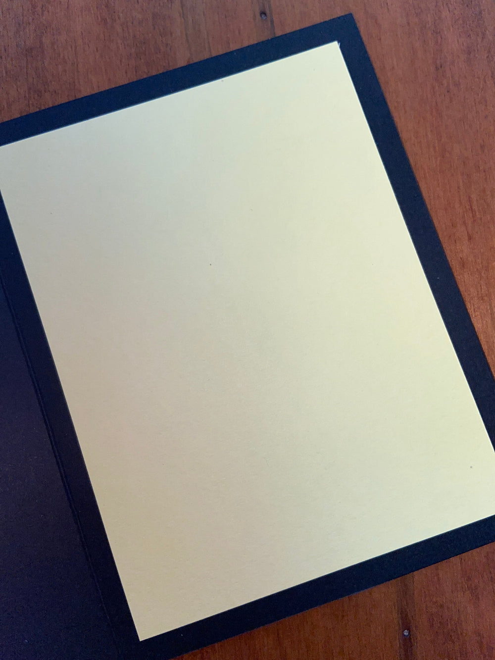 Inside of handmade birthday card showing yellow panel for personalized message